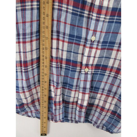 Ralph Lauren Shirt Large Linen Plaid Button Down Red Pony Classic Fit - Picture 5 of 11